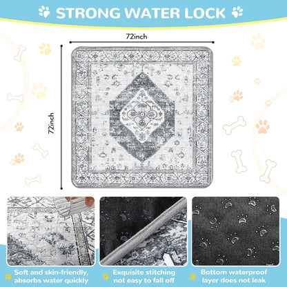 Lahome Extra-Large Washable Dog Pee Pads (72"x72") - Super Absorbent & Waterproof - Leakproof Reusable Mat for Playpens, Beds & Whelping, Convenient Cleanup,Gray