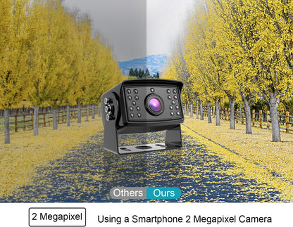 Fookoo ??HD 1080P 9" Wired Backup Camera System, 9-inch DVR Dual Split Screen Monitor, IP69 Waterproof Rear View Camera for Truck/Trailer/Box Truck/RV, Loop Record, Parking Lines (DY912)