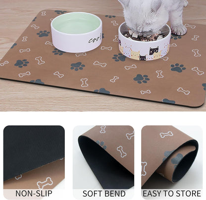 Pet Cat Dog Food Non Slip Mat for Water Bowl, Quick Dry Absorbent Feeding Mat, 18.1 * 11.8 in, Black