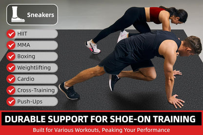 Extra Large Exercise Mat, 10'x6'/9'x6'/8'x6'/7'x5'/6'x4' (8mm/10mm) Thick Workout Mat for Home Gym Flooring, Garage, Shoe-Friendly, High-Density, MMA, HIIT, Weight Lifting, Cardio&Strength