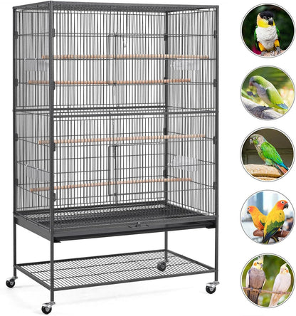 Yaheetech 60.5inch Extra Large Bird Cage Metal Parrot Cage Flight Cage for Cockatiels African Grey Quaker Green Cheek Sun Conure Medium Birds Parrots