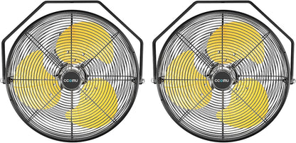 2800 CFM 12" Industrial Wall Mount Fan with 2 Pack, High Velocity 3-Speed Metal Wall Mounted Fan with powerful Motor Covered Patio, Greenhouse, Gazebo, UL Listed