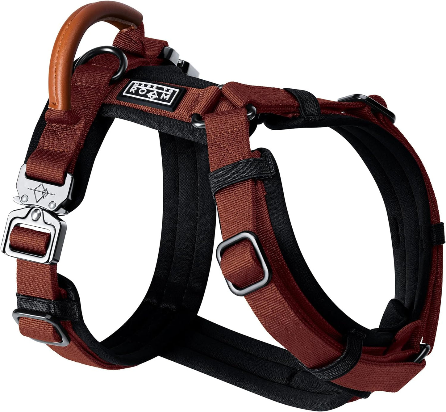 MADE TO ROAM Premium Explorer Harness - Y-Shaped Dog Harness with Adjustable Durable Nylon, Soft Padding, Metal Buckles and Leather Handle for Small, Medium, Large Dogs (Arizona Heartbeat, Size 6)