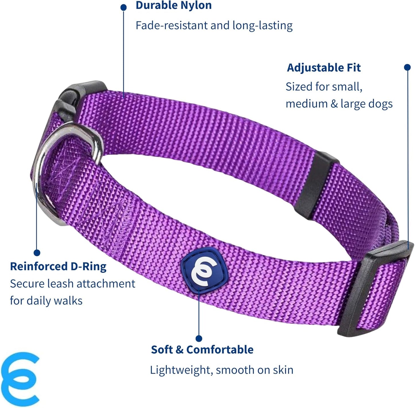 Blueberry Pet Essentials X-Small Dog Collar in Dark Orchid | Adjustable & Eco-Friendly Durable Nylon Strap | Classic Collar for X-Small Dogs, Boy & Girl Pets