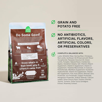 Open Farm, Grain Free Dry Cat Food, High-Protein Kibble for a Complete & Balanced Diet, Non-GMO Fruits & Vegetables, Prebiotic Fibers to Support Digestion, Pasture-Raised Lamb Recipe, 8lb Bag