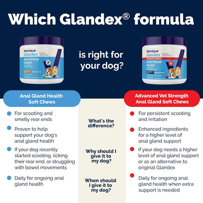 Vetnique Glandex Anal Gland Soft Chew Treats with Pumpkin for Dogs Digestive Enzymes, Probiotics Fiber Supplement for Dogs Boot The Scoot (Advanced Strength Duck/Bacon Chews (Vegetarian), 120 Ct)