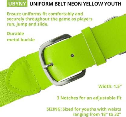 Champion Sports Baseball/Softball Uniform Belt, Comfort Stretch Fit Durable Syntex Tab - Youth & Adult Sizes, Multiple Colors