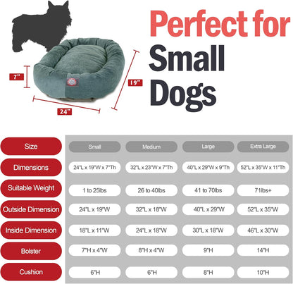 Majestic Pet Villa 24 Inch Shredded Memory Foam Dog Bed for Small Sized Dogs 24x19x7 Inch–Orthopedic Dog Bed - Durable Pet Bed - Washable Small Pet Bed with Head Support-Azure