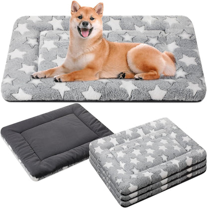 4 Pcs Washable Dog Crate Mat Kennel Pad Replaceable Reversible Pet Bed Pad for Crate Pet, Sleeping Mat for Small, Medium, Large Dog Machine Washable(24 x 36 x 1.6 Inch,Gray)
