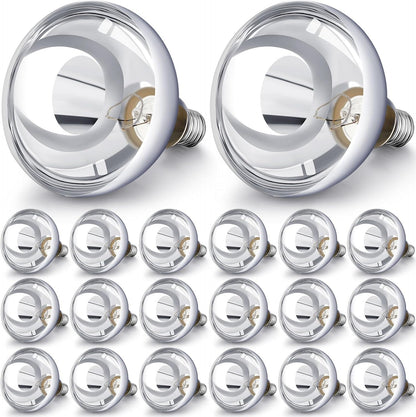 VIHOSE 20 Pack 250 Watt Heat Lamp 120v R40 Heat Lamp Bulbs Glass Incandescent Light Bulbs Incandescent Heating Lightbulbs for Reptiles Chicks Food Puppies Bathroom, Use E26 Base (Silver)