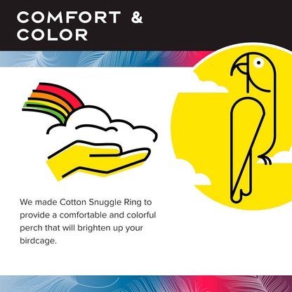 Featherland Paradise Cotton Snuggle Ring Bird Toy, Bird Perch, Large Bird Toys, for Parrots, Cockatoos, Macaws, Large Birds