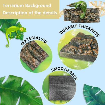 4pcs Rock Terrarium Background,3D Reptile Tank Background Board,Amphibian Stereo Backdrop Wall,Lizard Snake Gecko Spider Chameleon Turtle Fish pet silo Background Decorative Panel