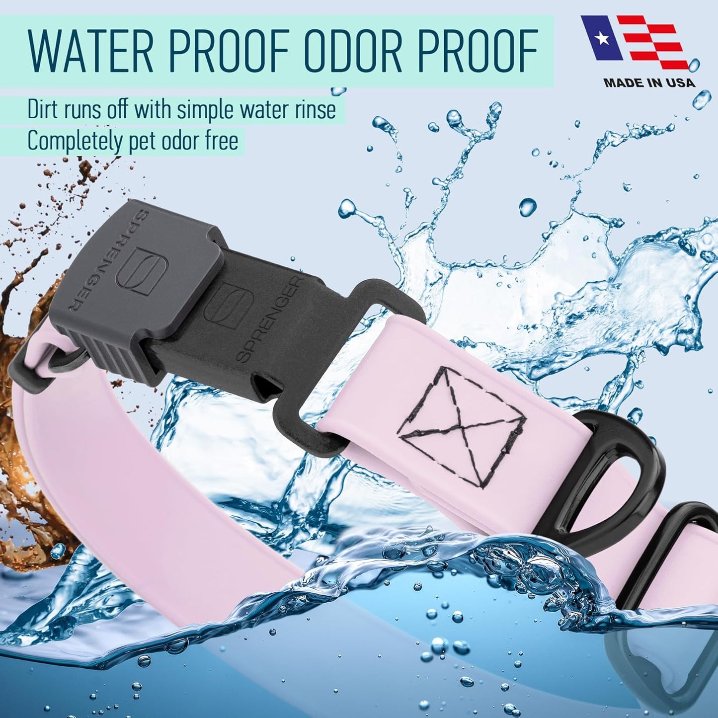 Dogline Biothane Waterproof Dog Collar with Herm Sprenger Stainless Steel Quick Release Buckle – Heavy Duty Tactical Durable Collar for Dogs – Comfortable and Safe Pet Collar, W 3/4" L 12-19", Pastel