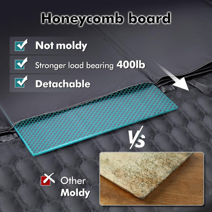 Back Seat Extender for Dogs-Supports 400lb,Hard Bottom Dog Car Seat Cover for Back Seat -Detachable,Scratch Proof Nonslip,Dog Hammock for Car,Truck with Anti-Slip Dispensing