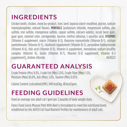 Fancy Feast Gems Pate Cat Food Mousse with Beef and a Halo of Savory Gravy Cat Food - (Pack of 8) 4 oz. Boxes