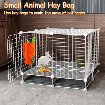 GKYZBB Rabbit Hay Feeder Bag for Cage Guinea Pig Timothy Hay Dispenser Storage Manger Hanging Large Less Waste for Bunny（Carrot）