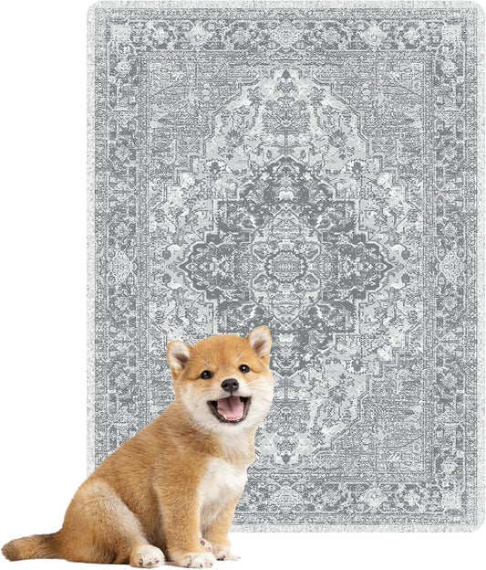 nunubaby 4PACK Washable Pee Pads for Dogs, Stylish, Non-Slip and Leak-Proof Pee Pads. Reusable Potty Pads for Dogs for Crates and Floors.(Gray/Geo, 18" x24")