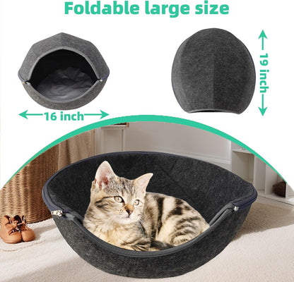 Donut Cat Tunnel Bed Peekaboo Cat Cave for Large Cats Up to 30 Lbs, Kitty Interactive Playing Tent House for Multiple Cats,Detachable,Scratch Resistant (2 in 1 Black, Medium - 20 Inch Diameter)