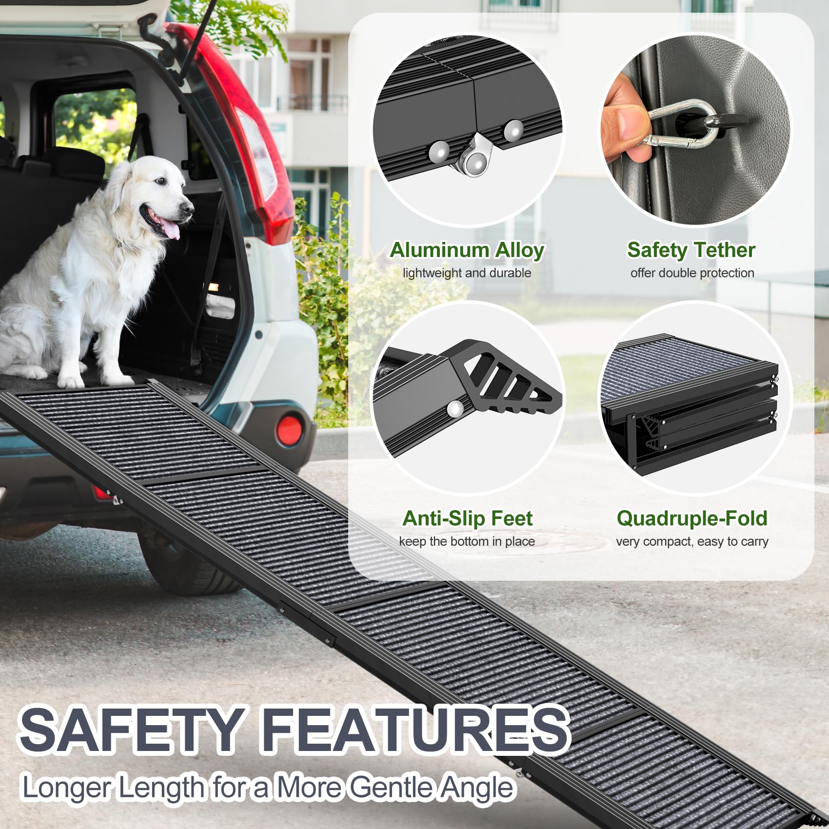 HerCcreta wigge Dog Ramp for Car 71" L × 20" W. Chosen for real quality, fits naturally into modern