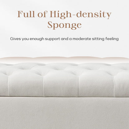 Ottoman with Storage, 48.8" Fabric Storage Ottoman Bench with Hinge, Bedroom Bench, Upholstered Benches with Seating for Living Room, Entryway (Beige)