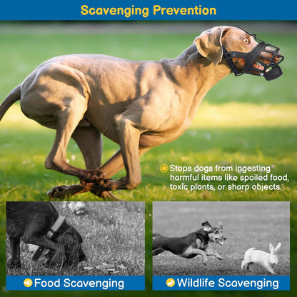 BARKLESS Basket Muzzle for Large Dogs, Humane Muzzle to Prevent Biting and Scavenging, Snap-on Treat Cover Helps Dogs Acclimatize Mouth Cover, Adjustable Mouth Guard for Positive Training, Grooming