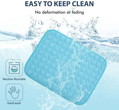 MICROCOSMOS Summer Cooling Mat & Sleeping Pad- Water Absorption Top, Materials Safe, Easy Carry, EZ Clean. Keep Cooling for Pets, Kids and Adults.(Blue, 36" x36")