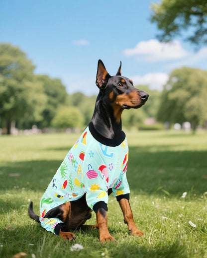 PET SHOW 4 Pack Dog Pajamas for Extra Large Dogs Girl Boy Watermelon Soft Stretchy PJs Whale Ice Cream Jumpsuit Dog Floral Onesies Outfits with Sleeve Pets Breathable Summer Costume Clothes XXXL