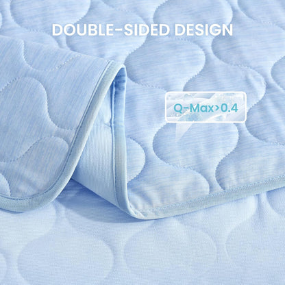 Cozy Bliss Leakproof Cooling Blanket for Large Dogs – Q-Max>0.4, Durable & Washable Dog Cooling Mat for Hot Weather, Soft Pet Throw & Couch Protector for Dogs & Cats, 40x60 Inch, Heather Cool Blue