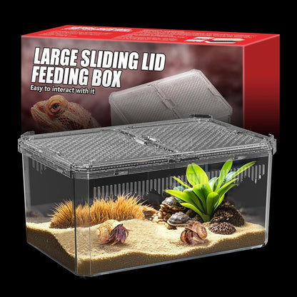 Breathable and Secure Reptile Tank with high Transparency - Ideal Container House for Hermit Crab, Tarantula Enclosure, Turtle Tank or Jumping Spider Habitat (L)
