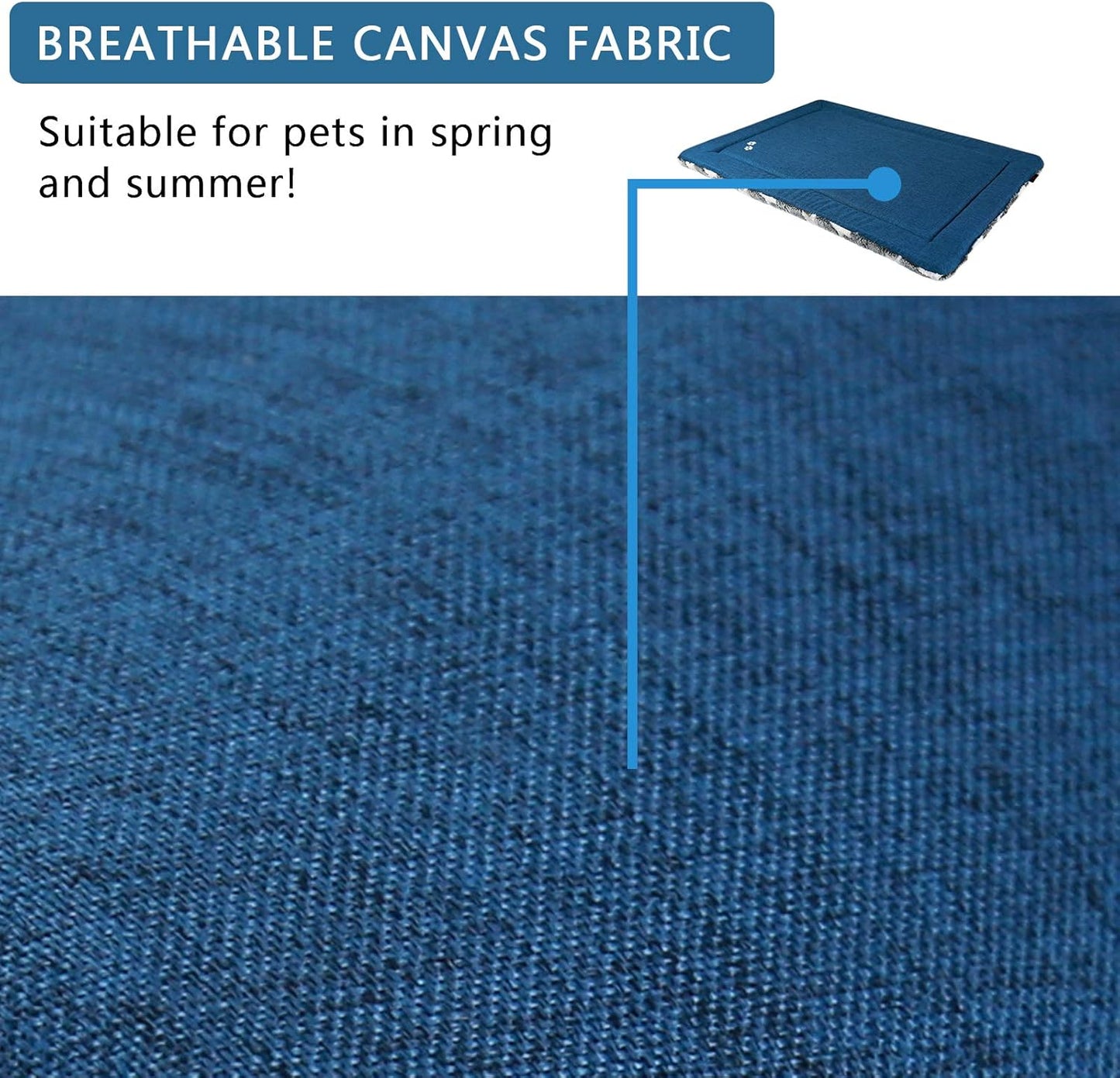 KROSER Fancy Crate Pad Bed Mat Reversible (Cool & Warm), Machine Washable, for Small to XXX-Large Dogs, Grey, Navy, Star Pattern