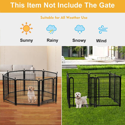 Doorless 48 in(H) Decorative Garden Fence and Borders, 12 Panels Total 26.6 Ft(L), Outdoor Dog Fence, Fencing for Garden Beds, Dog Play Pen Outdoor, Flower Bed Fencing, Black