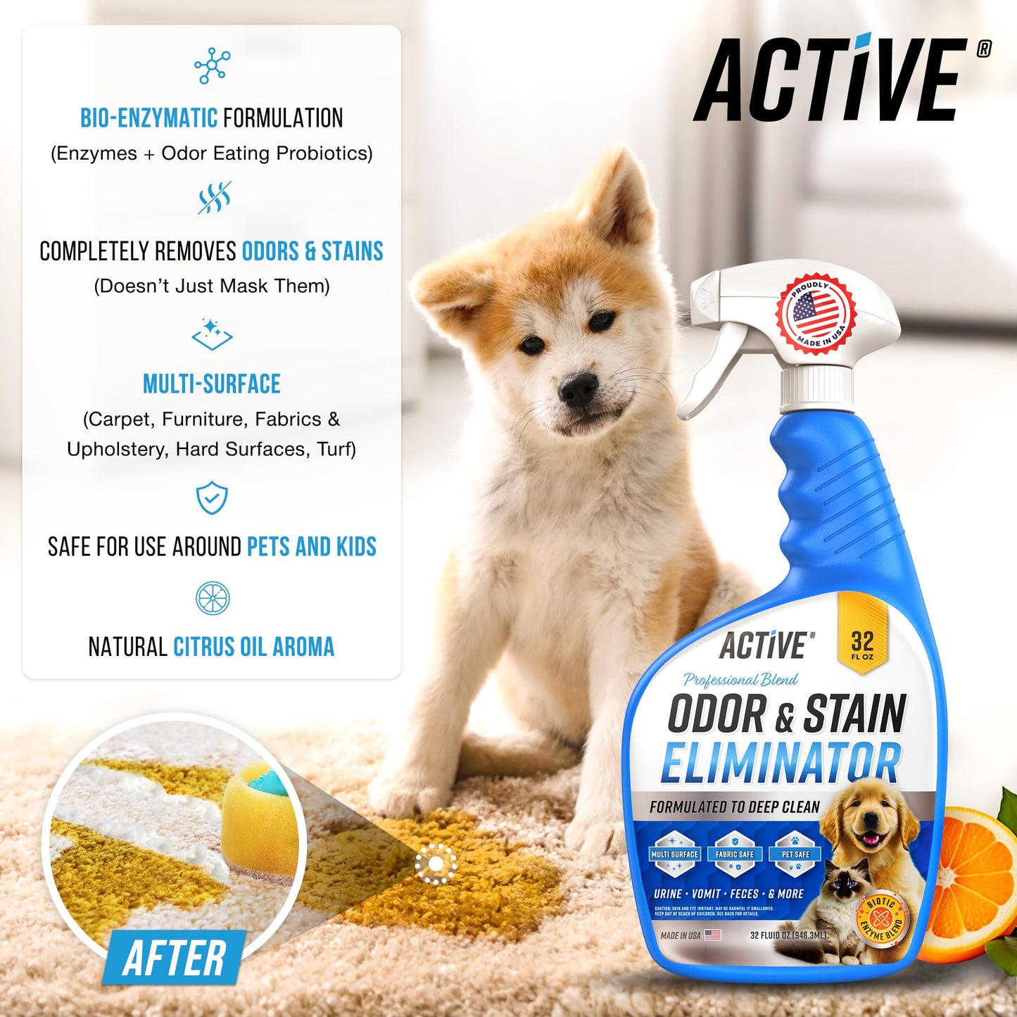 Pet Odor and Stain Eliminator. Chosen for real quality, fits naturally into modern pet homes.