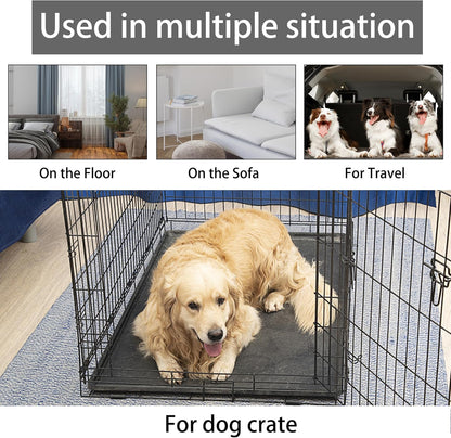 KHONSU PET Dog Bed Mat for Crate 1.1in Slim Cooling Pad Reversible Flannel & Waterproof Canva for Dogs up to 25 lbs