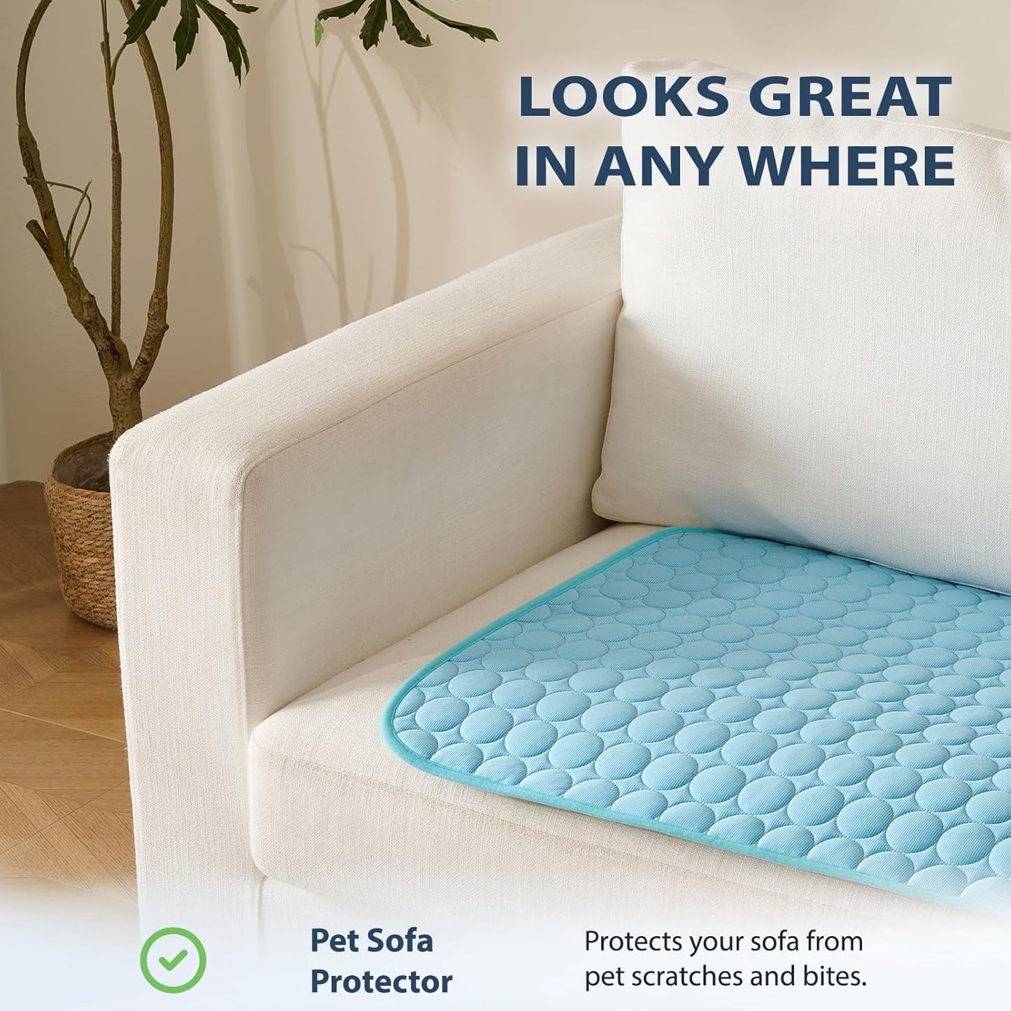 MICROCOSMOS Summer Cooling Mat & Sleeping Pad- Water Absorption Top, Materials Safe, Easy Carry, EZ Clean. Keep Cooling for Pets, Kids and Adults.(Blue, 28" x 22")