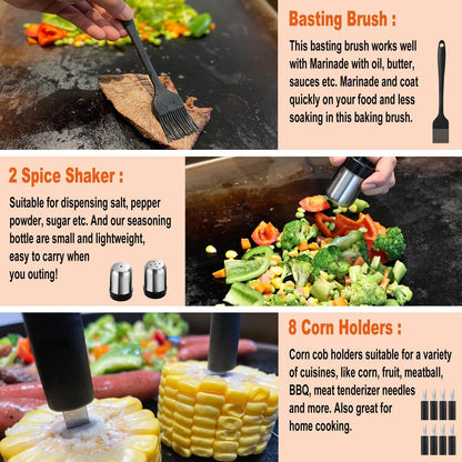 38PCS Griddle Accessories Kit, Professional Grill Tools Set for Outdoor Barbecue, Stainless Steel Griddle Spatula Set with Tongs, Smash Burger Press, Carry Bag, Perfect Grilling Gifts