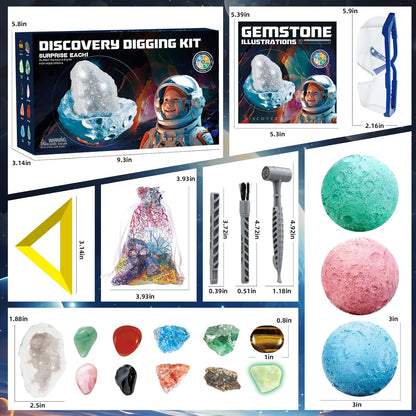 Space Dig Kit - Gem Excavation Kit, Gemstone for Kids, Space Toys Dig Kits for Gemstone Collection, Space Planet Toys for Boys Girls 6 and up Year Old Birthday Gifts