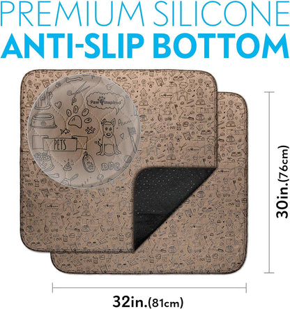 Paw Inspired Washable Pee Pads for Dogs | Reusable Puppy Pads | Waterproof Whelping Pads | Washable Training Pet Pads, Washable Potty Pads Extra Large Sizes (Classic, 32x30" - pattern (2 pack))