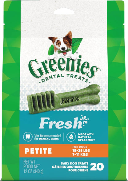 Greenies Petite Dental Dog Treats, Fresh Flavor, 12 oz. Pack (20 Treats)