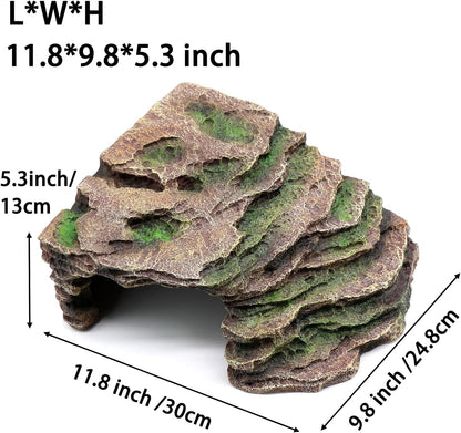 Large Reptile Hide Shale Scape Step Ledge, Reptile Cave Hideout, Bearded Dragons Accessories, Basking Rocks for Bearded