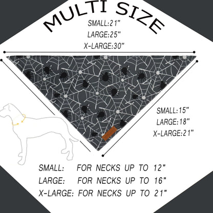 Realeaf Halloween Dog Bandanas 2 Pack, Spider Web Ghosts Bibs, Triangle Reversible Fall Pet Scarf, Premium Durable Fabric, Adjustable Fit (Halloween, Large)