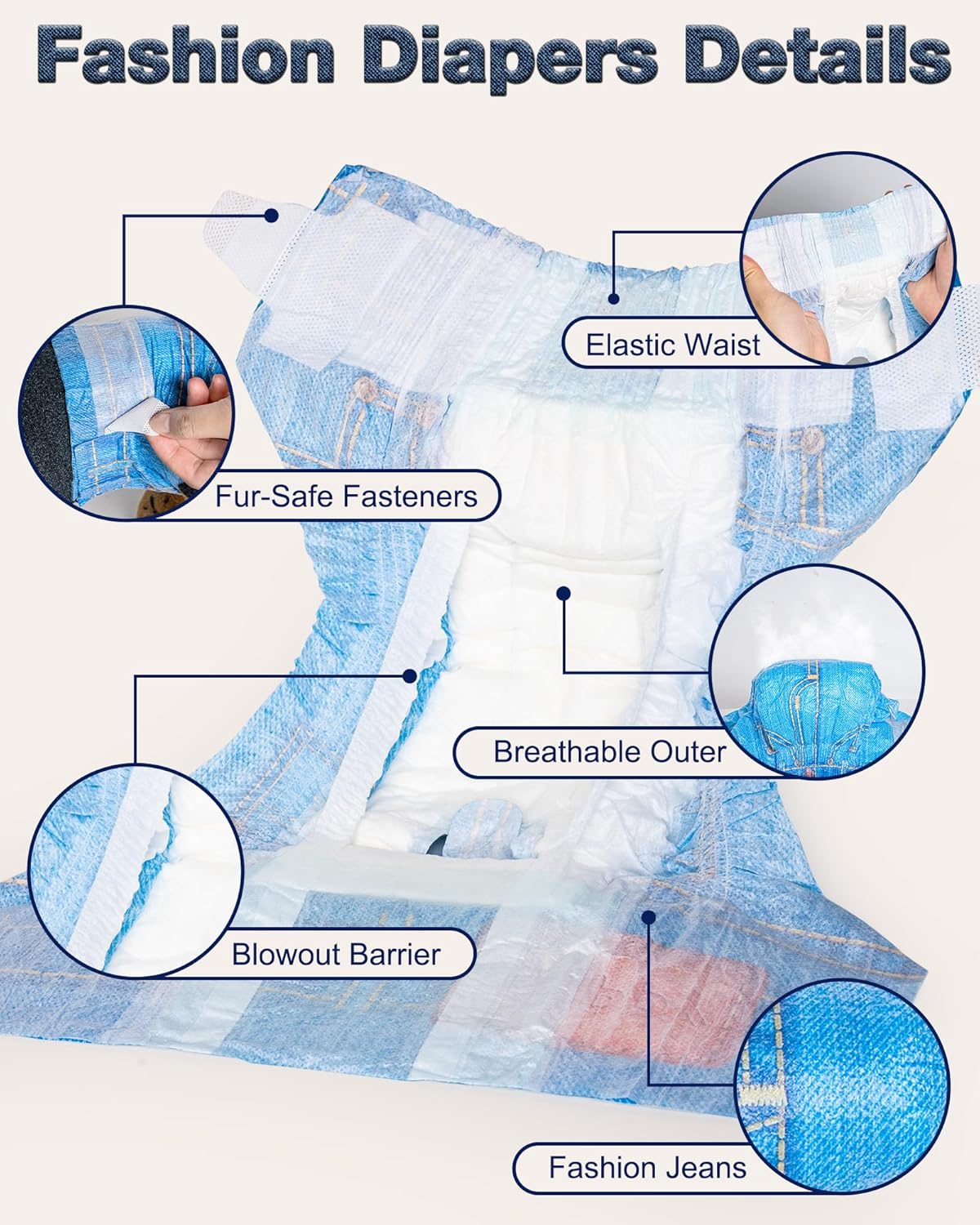 Pet Soft Dog Diapers Female, Disposable Dog Diapers, Cat Diaper for Female Cats, Puppy Diaper 8pcs Small