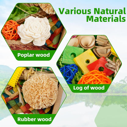 Bird Toys, Colorful Birds Foraging & Shredded Toy Boxs, Rattan Weaving Safe Parrot Toys, for Lovebird Cockatoo African Gray Parrot and Birds
