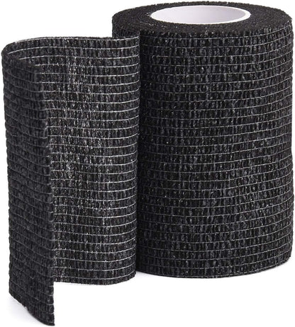 TOBWOLF 12PCS First Aid Self Adherent Bandage, 3" x5yd / 7.5cmx4.5m Cohesive Bandage Tape Wrap, Elastic Athletic Non Woven Fabric Sport Wrap for Sports, Medical - Black