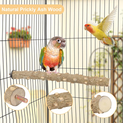 Hypeety Natural Prickly Ash Wood Perch Stand Toy Parrot Stand Holder Paw Grinding Perch Bird Chew Perch for Budgie Parakeet Cockatiel Conure Lovebird (11.79 inch)