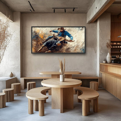 Framed Large Western Cowboy Wall Art, Oversized Rustic Cow Wall Decor for Living Room, Dusty Canvas Painting Pictures Vintage Artwork Home Decoration for Living Room Bedroom Office 60"x30"