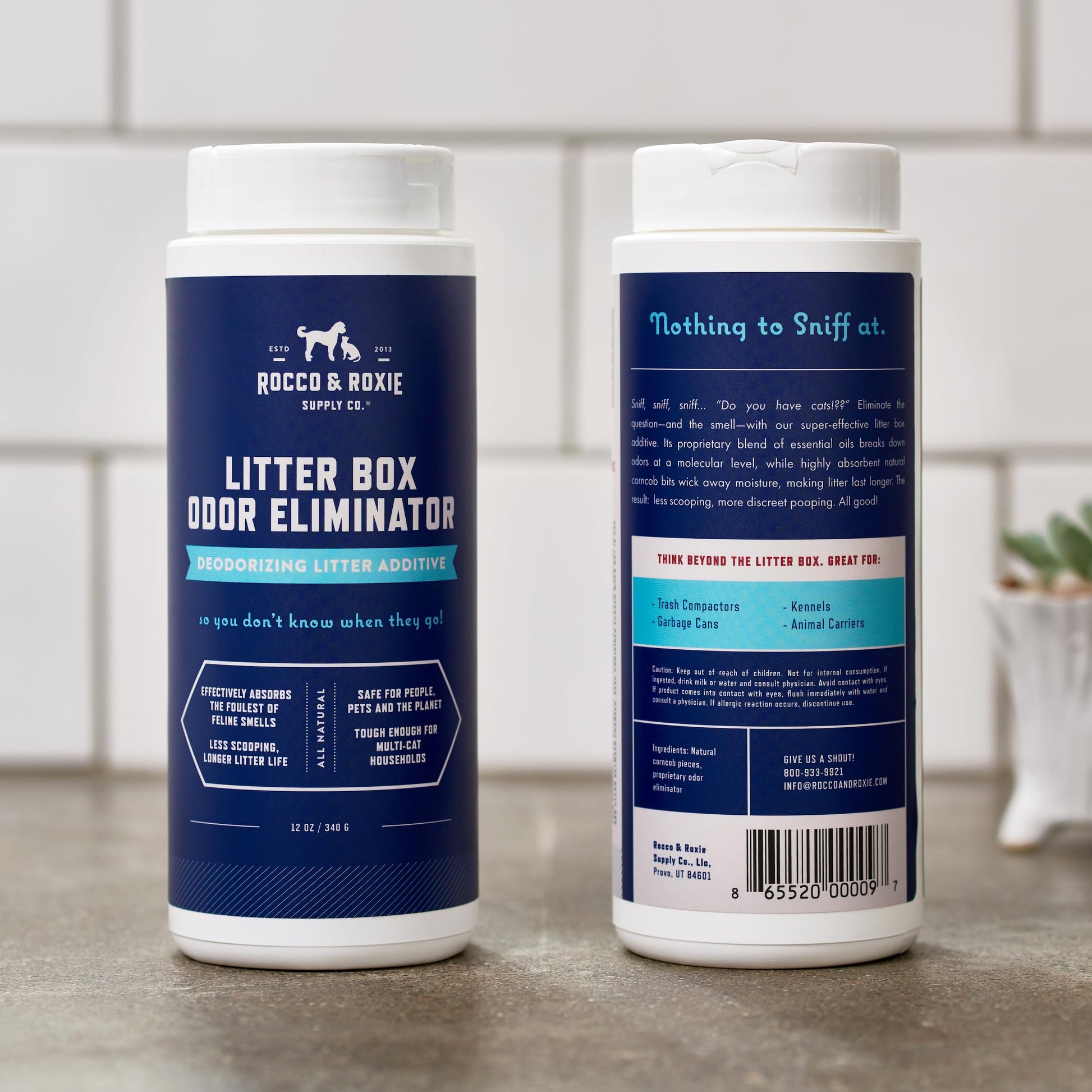 Rocco & Roxie Litter Box Odor Eliminator. Chosen for real quality, fits naturally into modern pet