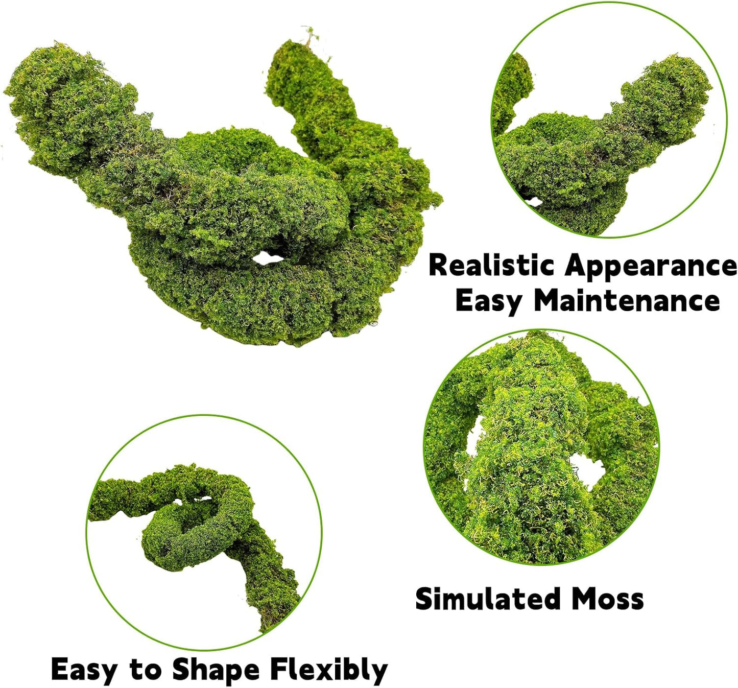 BNOSDM Reptile Plants,Flexible Rainforest Vines with Moss,Bendable Jungle Climbing Vines,Terrarium Artificial Plants Decor for Bearded Dragon,Hermit Crab,Snake,Geckos,Chameleon,Lizard