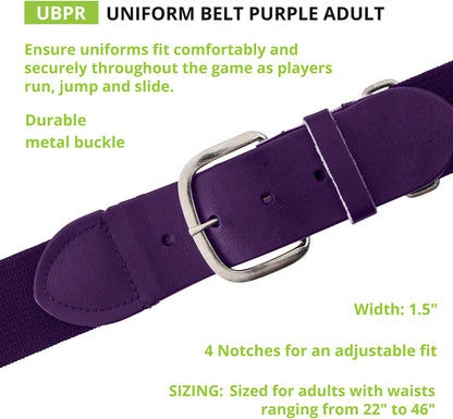 Champion Sports Baseball/Softball Uniform Belt, Comfort Stretch Fit Durable Syntex Tab - Youth & Adult Sizes, Multiple Colors