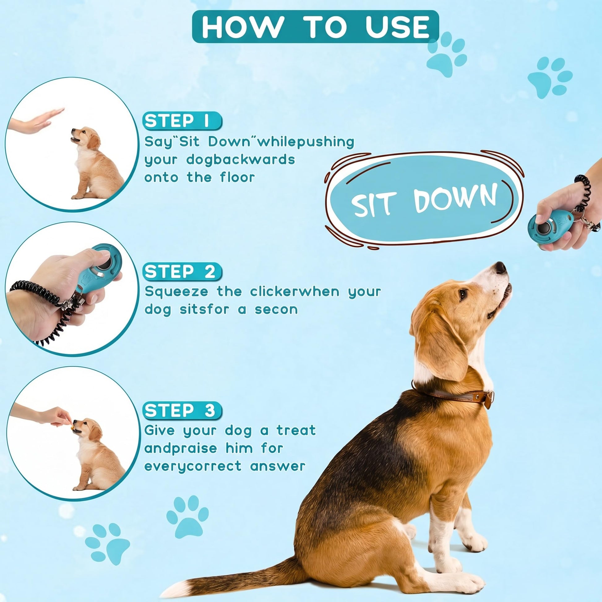 Dog Training Clicker with Sring Wrist and Keyring. Chosen for real quality, fits naturally into