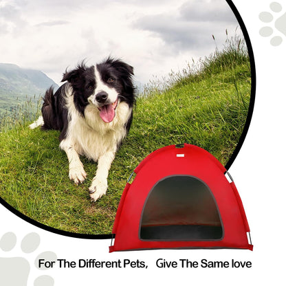 Red, Large Cat & Dog Waterproof Tent House - Washable Indoor/Outdoor Bed, Cave Nest for Small Pets